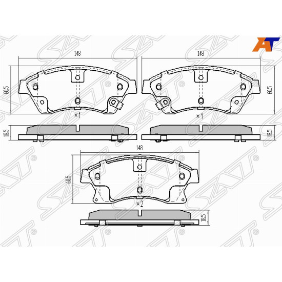 Колодки тормозные перед CHEVROLET CRUZE /AVEO 09-/OPEL ASTRA J 10- (диски 276мм) SAT