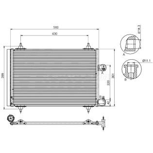 Радиатор кондиционера CITROEN C5 04-08/С5 08-/ PEUGEOT 407 04- SAT