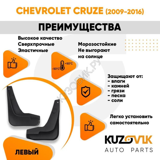 Брызговик передний левый Chevrolet Cruze (2009-2015) KUZOVIK