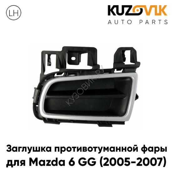 Заглушка противотуманной фары левая Mazda 6 GG (2005-2007) рестайлинг с серой окантовкой KUZOVIK Заглушка противотуманной фары левая Mazda 6 GG (2005-2007) рестайлинг с серой окантовкой KUZOVIK