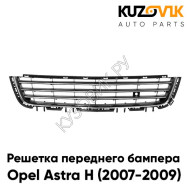 Решетка переднего бампера Opel Astra H (2007-2009) рестайлинг центральная с хромом KUZOVIK