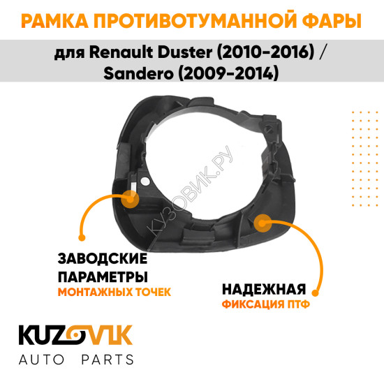 Рамка птф в передний бампер правая Renault Duster (2010-2016) Sandero (2009-2014)  KUZOVIK
